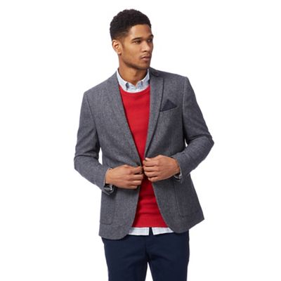 Grey textured blazer with wool